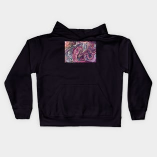 Pink Grey and Gold Abstract fluid Art Kids Hoodie